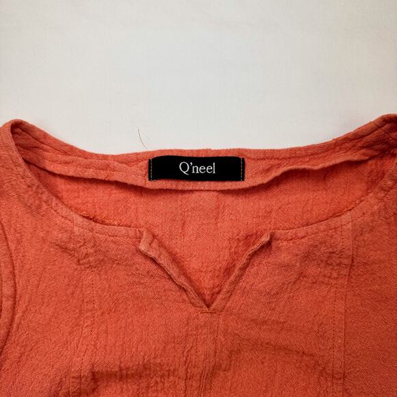 Q’neel Textured Sleeveless Blouse Orange Women's 4 EU 34 Lagenlook Rustic Barn - Picture 7 of 10